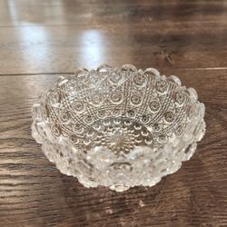 Clear Pressed Glass Hobnail Patterned Trinket Bowl 4” Round Bowl