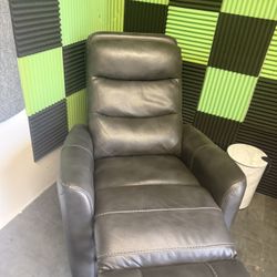Grey Leather Recliner 