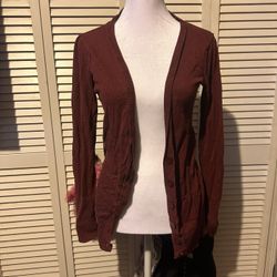 Women’s Lightweight V-Neck Button-Front Cardigan - Red - Size M (6-10)