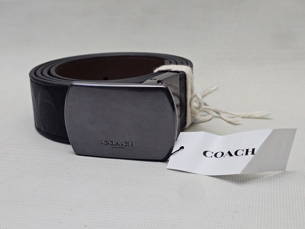 COACH Plaque Buckle Cut To Size Reversible Belt, 38 Mm Leather 
