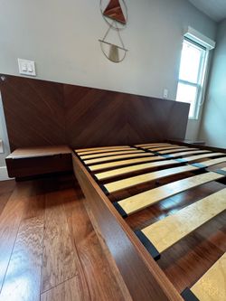Queen Bed Frame - Article Nera Bed with Nightstands Set