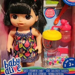 Baby Alive Sweet Spoonfuls Baby Doll (Black Straight Hair) NIP!