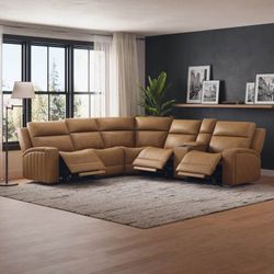 New open-box Barcalounger Rowan Leather Power Reclining Sectional $3300 Retail - Delivery Available