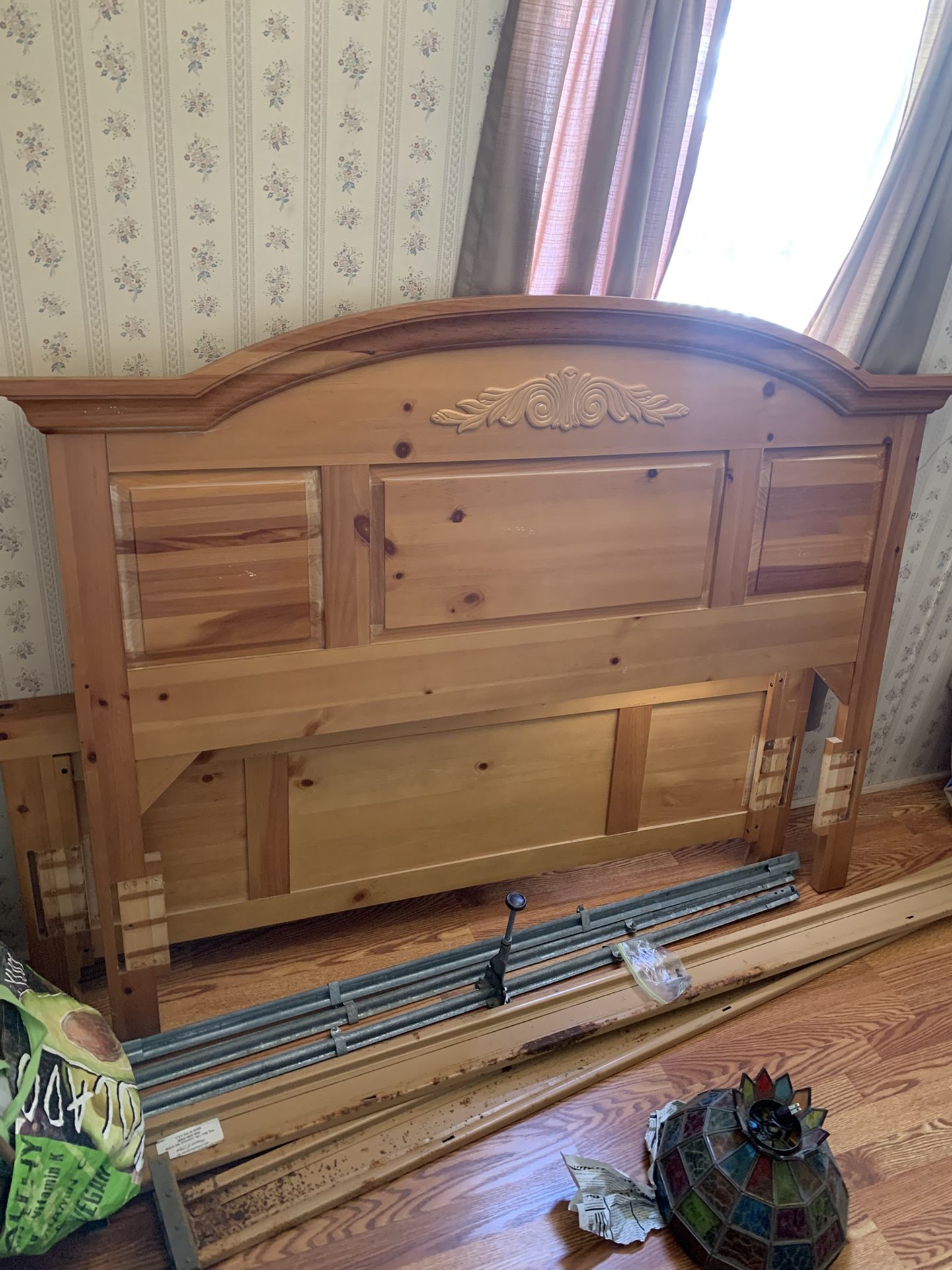 Wooden Head Board And Queen Sized Bed Frame