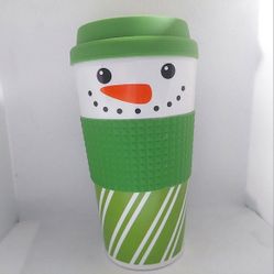 FREE ADD-ON WITH PURCHASE Festive Snowman Travel Mug with Green Lid 