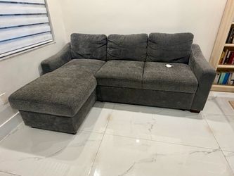 Comfortable Dark Gray Sectional Sofa with Chaise, Storage & Built-In Power Outlets