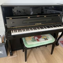 Strauss upright piano with bench