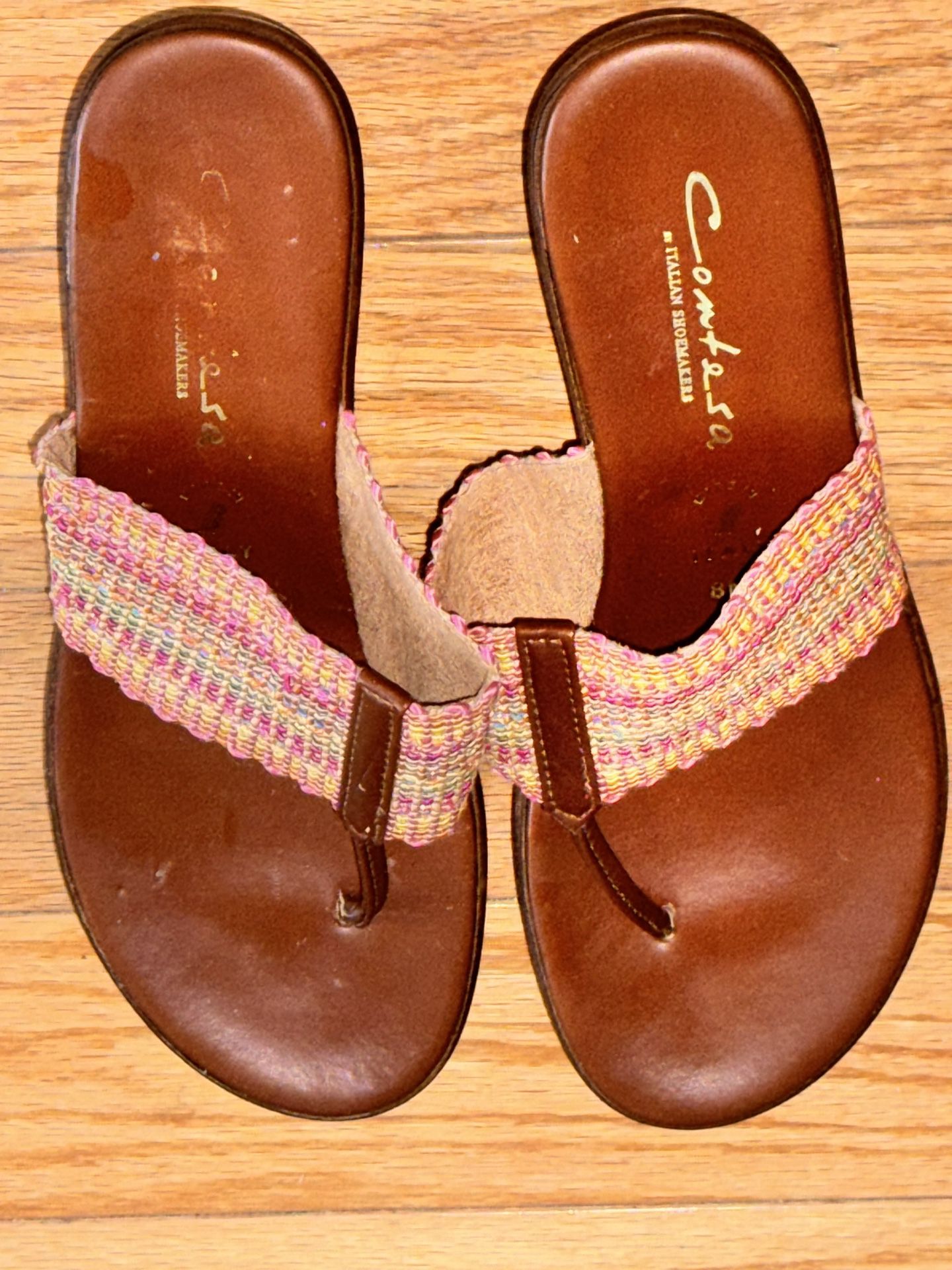  Women's Pink and Tan Sandals