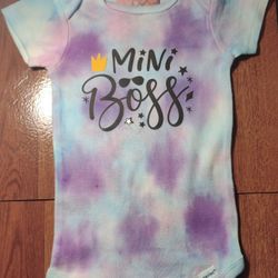 Gerber 3-6 months "Mini Boss" Tie Dye Scrunch onesie,