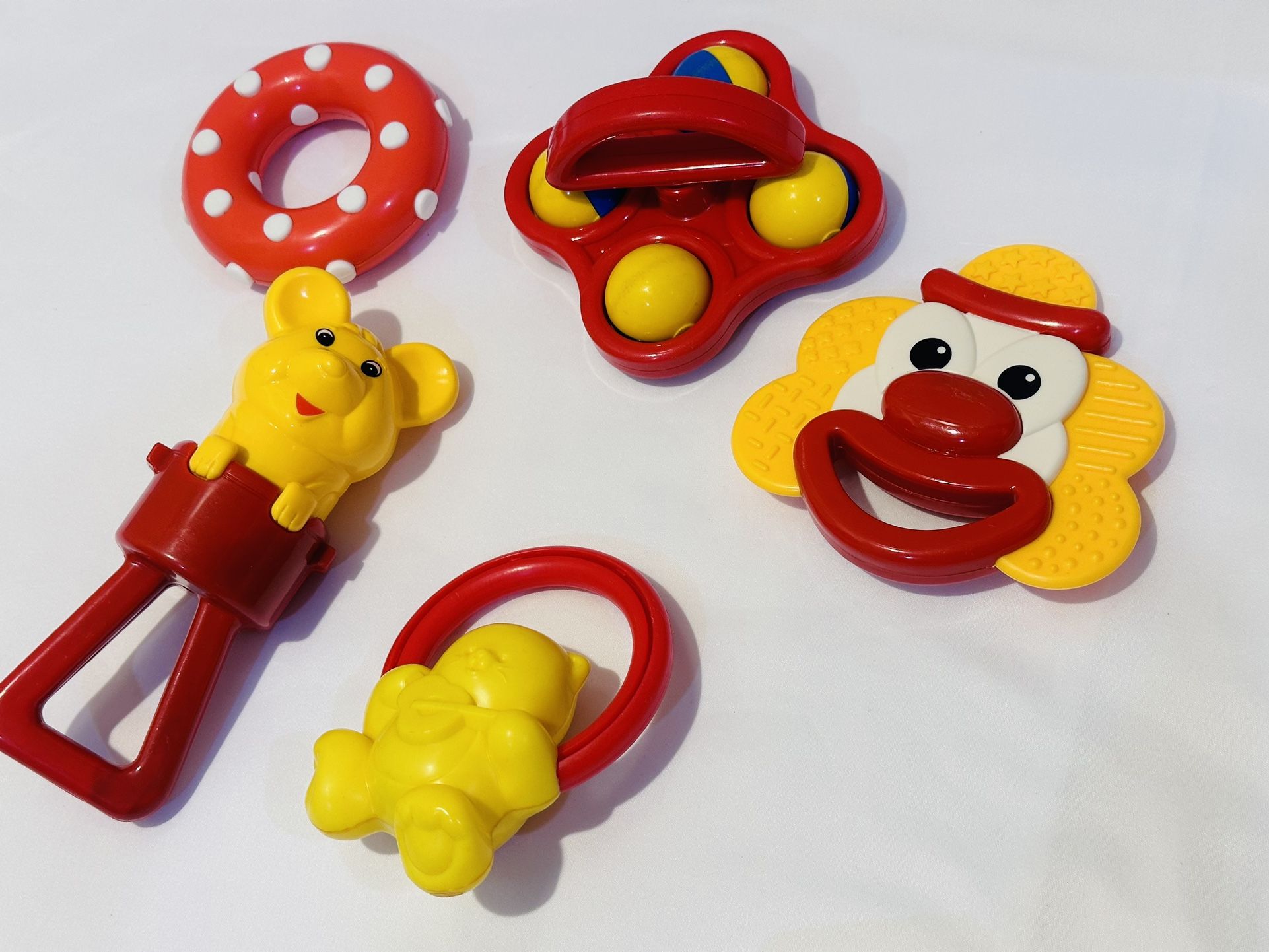 Vintage Toy Bundle Rare Baby Toys Rattle Clown Sensory Squeaky Lot Of 5