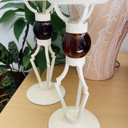 Off White Wrought Iron Candle Holders