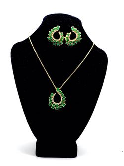Emerald Locket Chain with Earring Set
