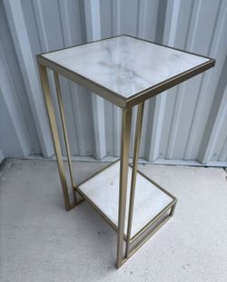 **MARBLE & BRONZE Metal Side Table**