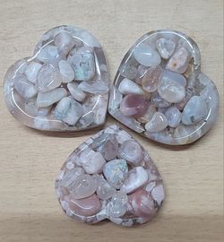 $17 Per Set. Flower Agate Mini Heart Bowls