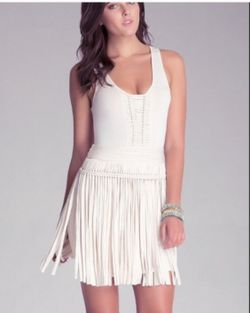Bebe Fringe Cream Dress