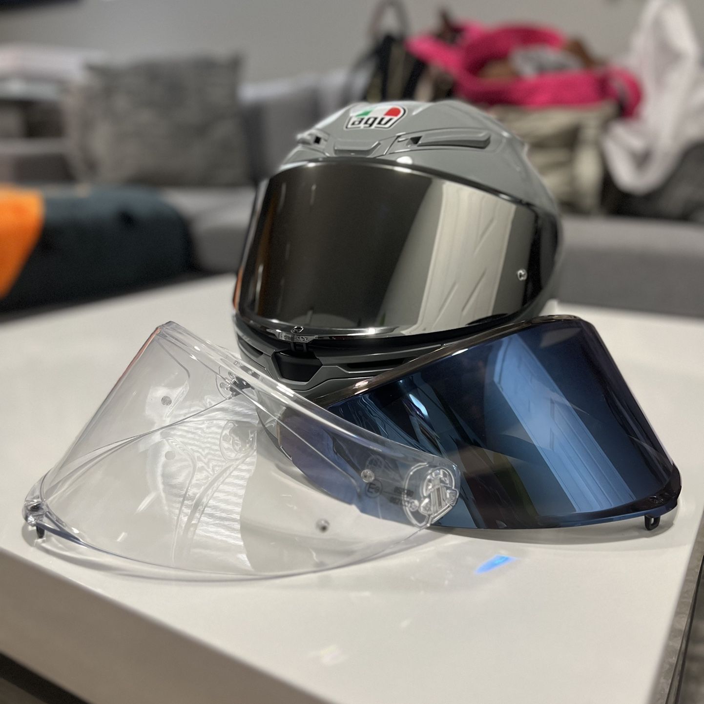 agv k6 iridium AGV K6 Helmet Nardo Grey W/ Iridium Silver & Blue Visor Size ML for Sale in  Daly City, CA