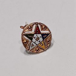 Order Of The Eastern Star Enameled Lapel Pin  Masonic 14k Gold See Pics