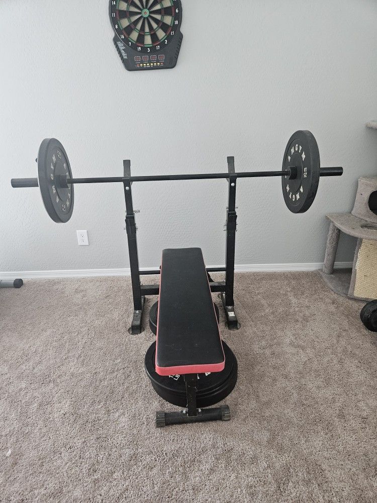 Weight Bench Bar And Weights