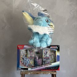 Prismatic Evolutions Premium Figure Collection & Vaporeon Plush Bundle