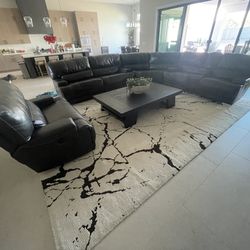 Leather Couch Power Reclining Sectional -Charcoal Gray 