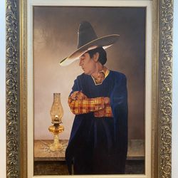 Oil painting on wood panel by L.B. Porter Fragrance of coal Oil