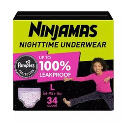 Pampers Ninjamas Size Large 34ct. Nighttime Underwear