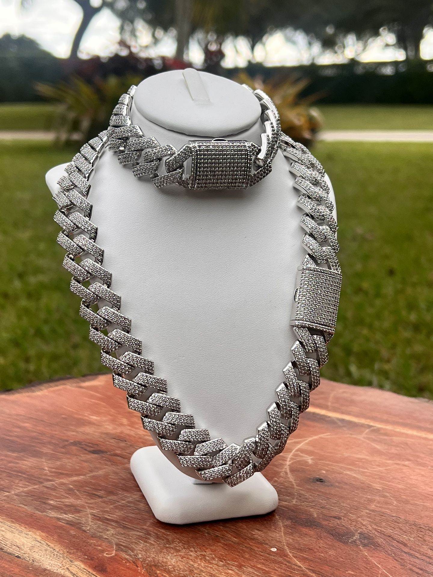 18mm Square Cuban Link Chain and Bracelet