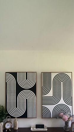 framed pictures: Black and White Abstract Art Print Set of 2