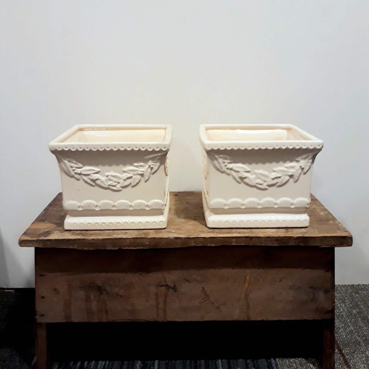 Ceramic square planter pair
