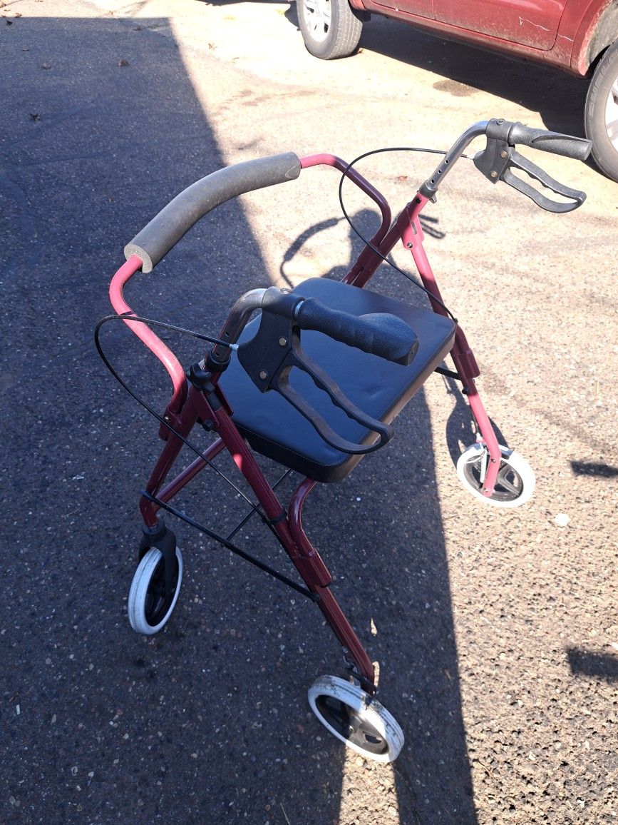 Folding Walker With Bench