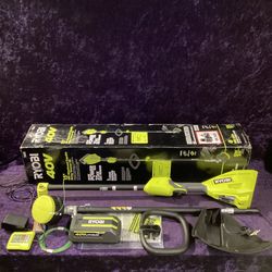 🧰🛠RYOBI 40V 15” Expand-It Attachment Capable String Trimmer w/4.0 Batt&Charger-LIKE NEW!-$120!🧰🛠