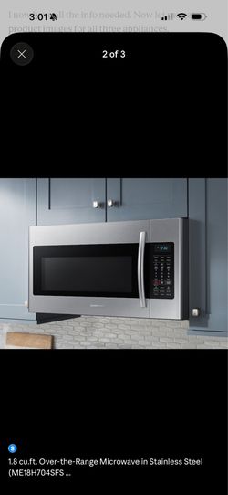 Stainless Steel Samsung Over-the-Range Microwave — Model ME18H704SFS ***Excellent Condition***