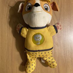 Paw Patrol Rubble Snuggle Up Pup Musical Light Up 12" Bedtime Stuffed Plush Work