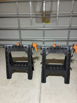 WorX Folding Saw Horses (2) with Adjustable Clamps