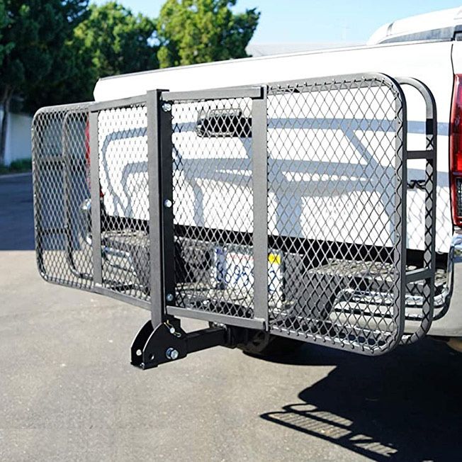 (New) $125 Folding Cargo Rack Carrier 60x25 Inches Fold Up Basket 2” Hitch Receiver, 500lbs Max
