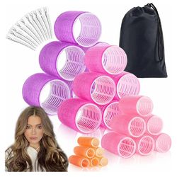 New EHBELIF Jumbo Hair Rollers Set with Clips 34Pcs Rollers Hair Curlers Blowout Look Hair Roller