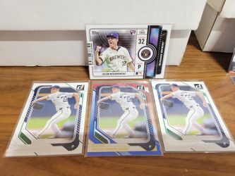 Jacob Misiorowski Milwaukee Brewers Baseball Card Lot RC Rookie Insert and red white blue parallel