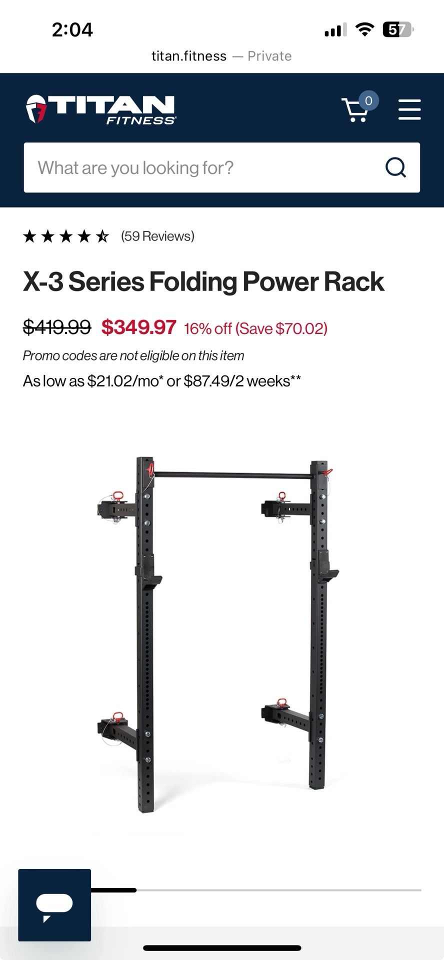 Titan X3 Folding Power Rack With 225lbs Weight Set And Adjustable Bench