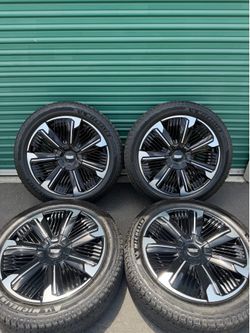 Cadillac Escalade IQ 24” OEM Machined Polished Gloss Black Wheels and Tires