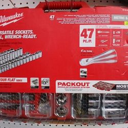 Milwaukee New 1/2"drive Metric And Ratchet  And Socket Set W Pack Out Storage