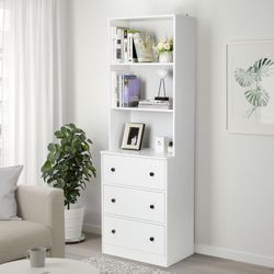 Vertical File Cabinet, 3-Tier Modern Bookshelf with 3 Large Drawer, Wood Filing Cabinet with Open Storage Shelf, Glass Doors and Adjustable Shelves fo