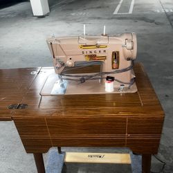 1960s Singer Sewing Machine Built Into Desk