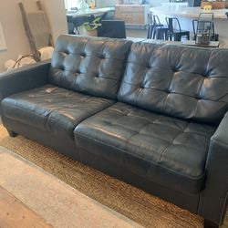 Navy Leather Couch and Loveseat -  American Furniture Warehouse