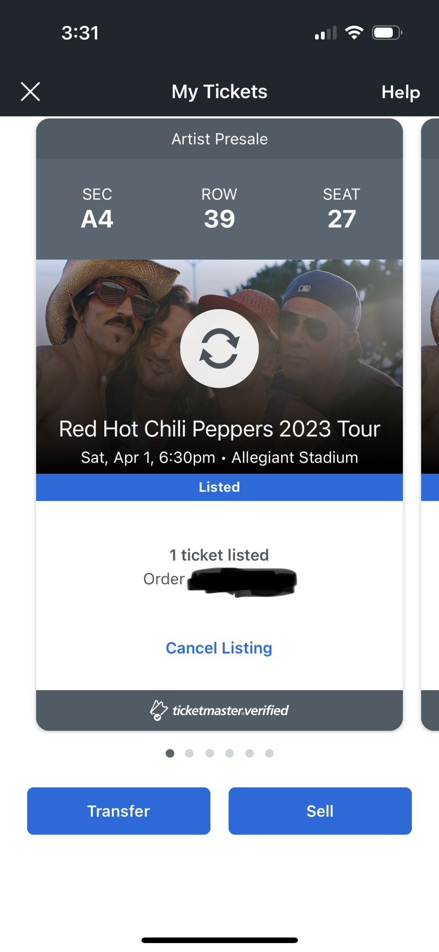 RHCP Tickets