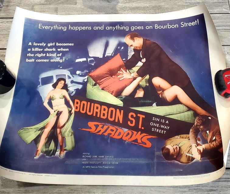 Bourbon St. Shadows Original Half Sheet Poster 1962 The Shadow