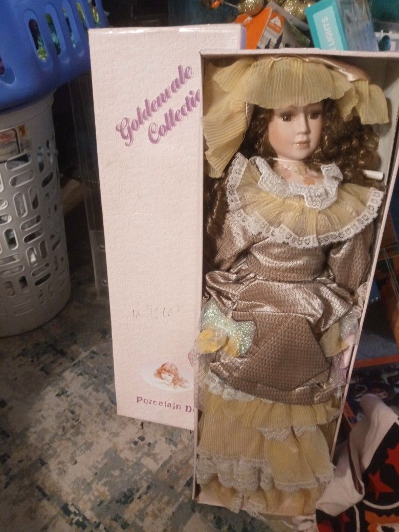 Porcelain Doll Goldenvale Collection,$45( New In Box