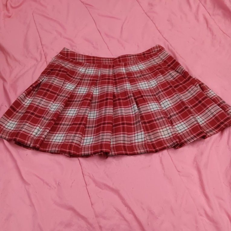 Red Plaid Skirt - Forever 21