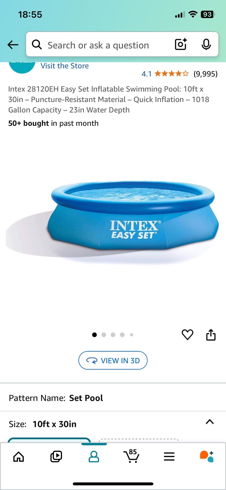 Intex Easy Set Pool 10x30 1018 Gal 23” Water Depth
