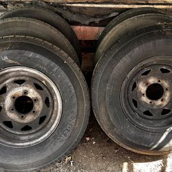 235/80-16 six lug wheels and tires. Each