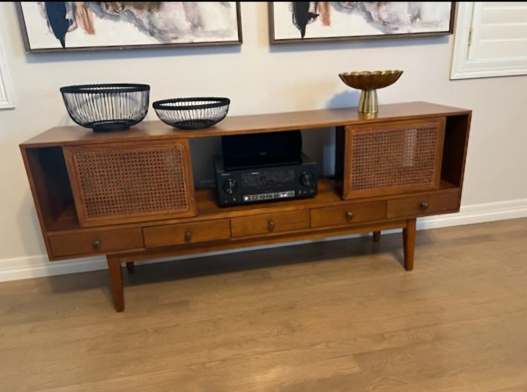 Holly & Martin Simms Black with Natural and Antique Bronze Mid-century Composite Media Cabinet